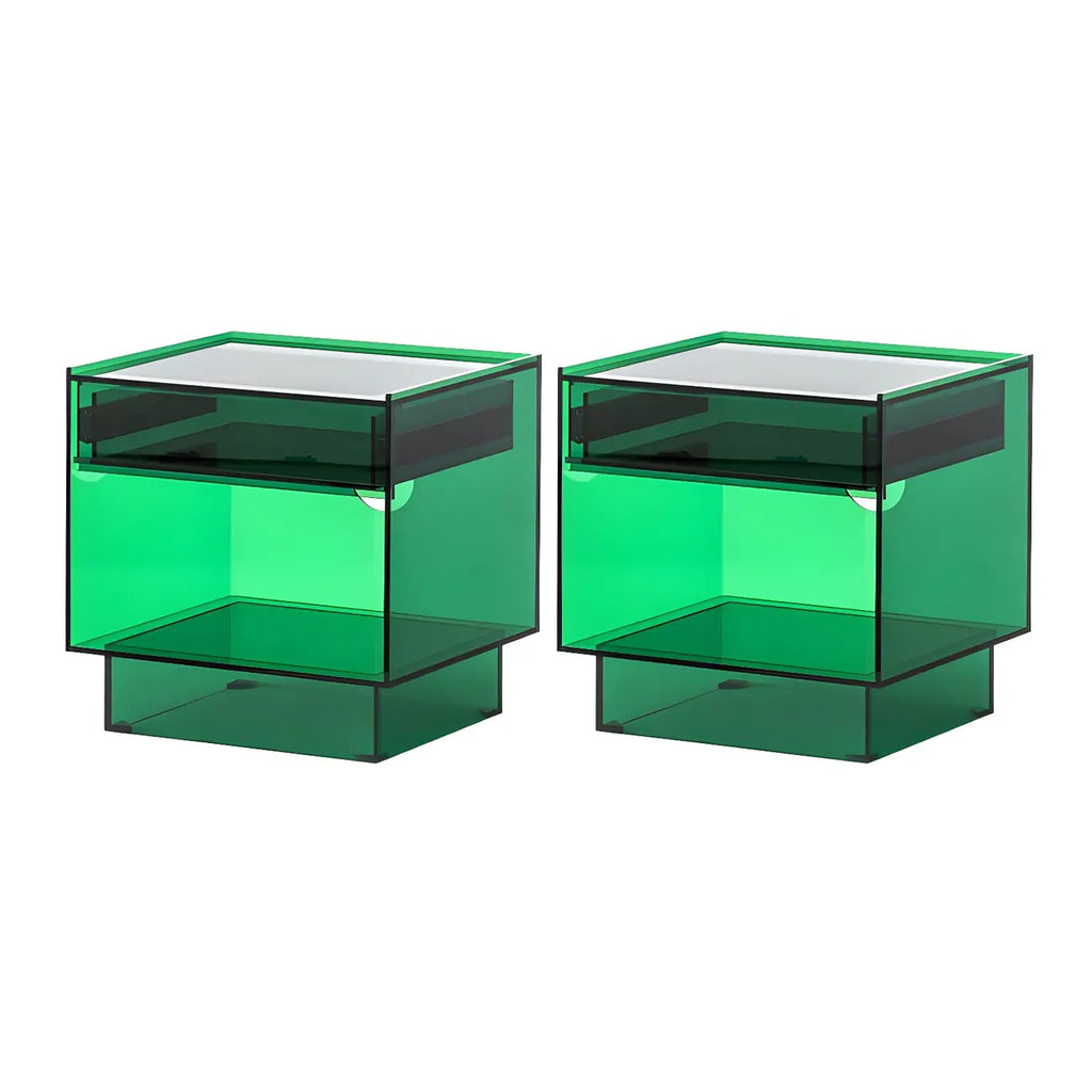 Modern Small Acrylic Nightstand with Drawer