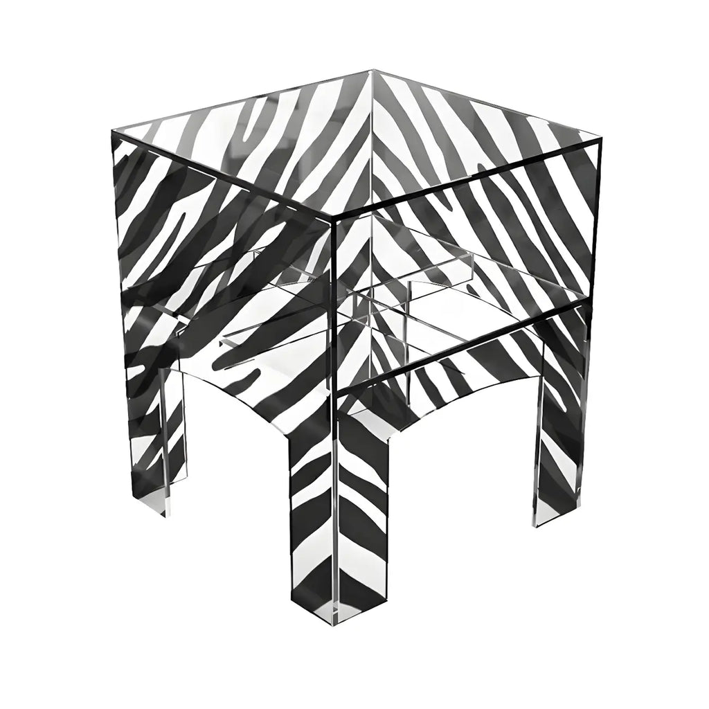 Modern Small Acrylic Nightstand with Drawer