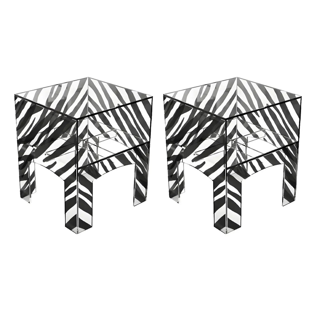 Modern Small Acrylic Nightstand with Drawer