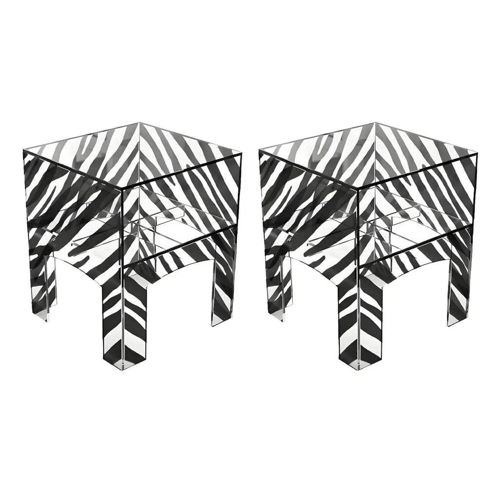 Modern Small Acrylic Nightstand with Drawer