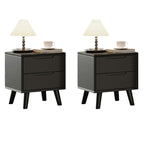 Narrow Black Wooden Drawer Storage Bedroom Nightstand