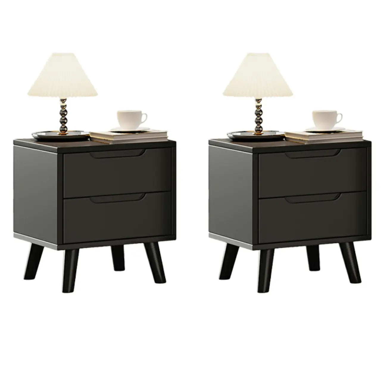 Narrow Black Wooden Drawer Storage Bedroom Nightstand