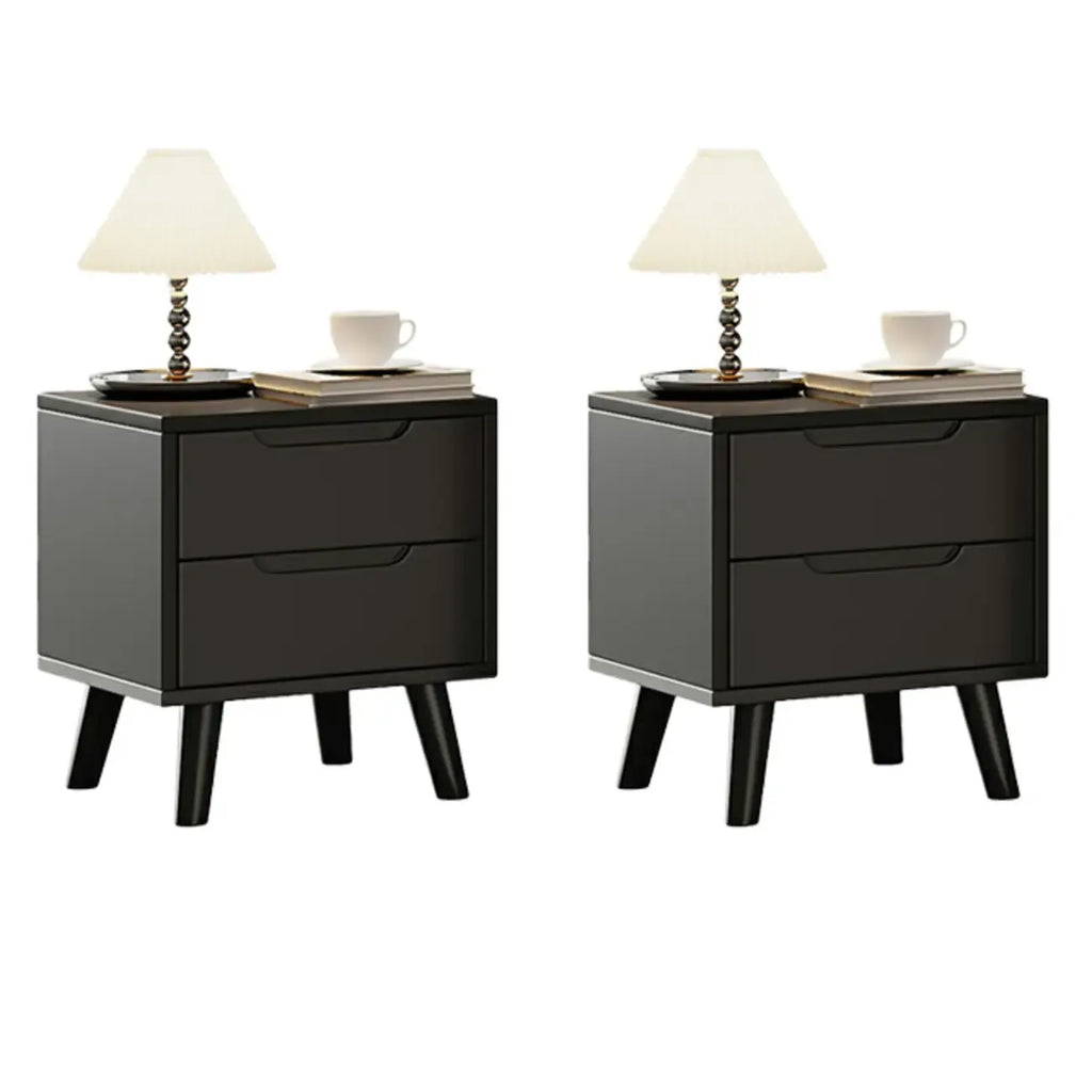 Narrow Black Wooden Drawer Storage Bedroom Nightstand