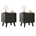 Narrow Black Wooden Drawer Storage Bedroom Nightstand