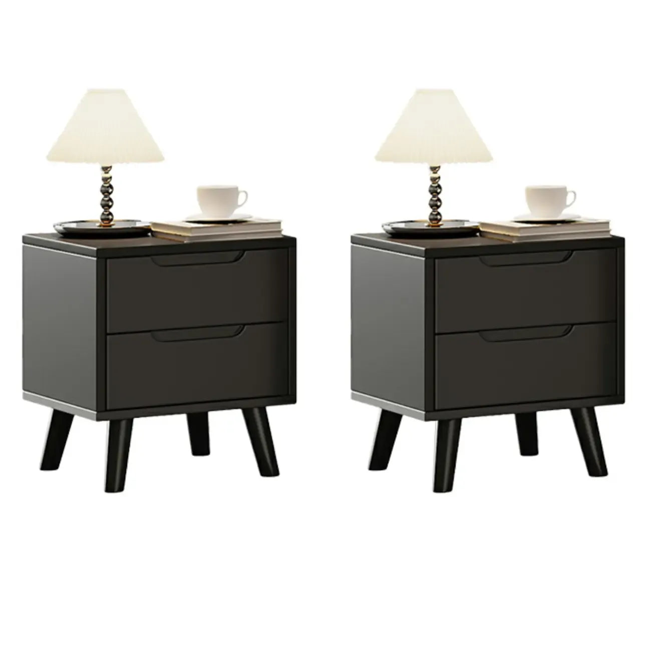 Narrow Black Wooden Drawer Storage Bedroom Nightstand
