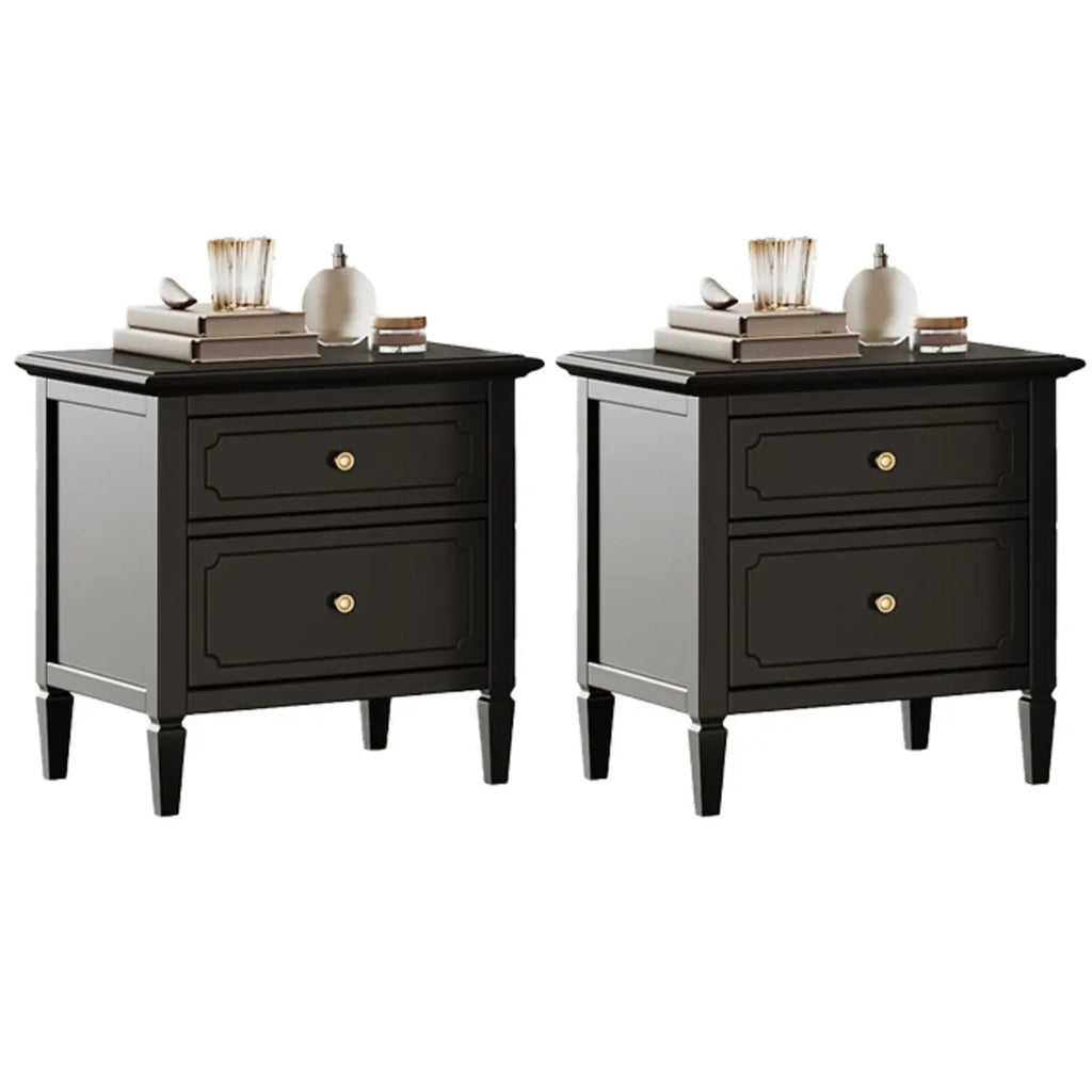 Narrow Black Wooden Drawer Storage Bedroom Nightstand