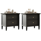 Narrow Black Wooden Drawer Storage Bedroom Nightstand
