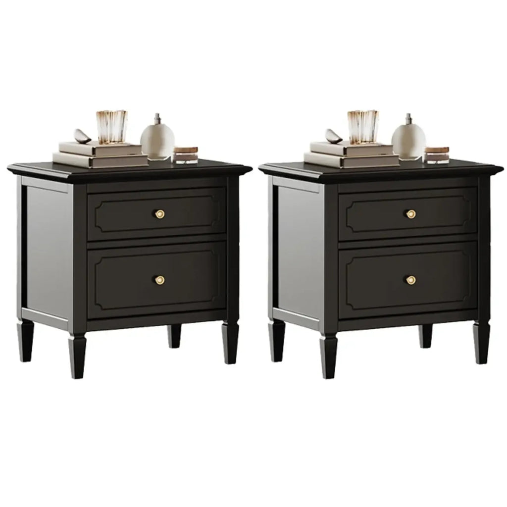 Narrow Black Wooden Drawer Storage Bedroom Nightstand