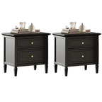 Narrow Black Wooden Drawer Storage Bedroom Nightstand