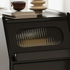 Narrow Black Wooden Drawer Storage Bedroom Nightstand