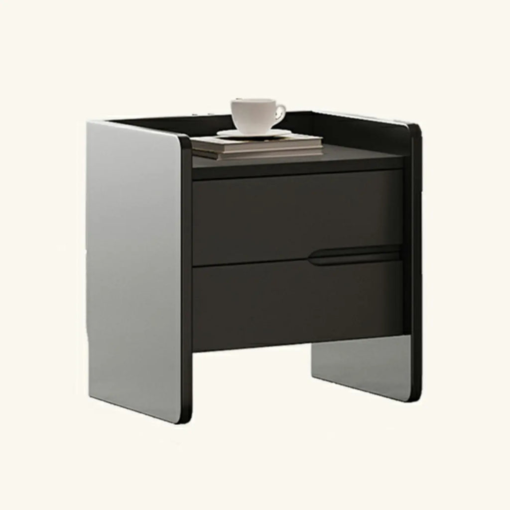 Narrow Black Wooden Drawer Storage Bedroom Nightstand