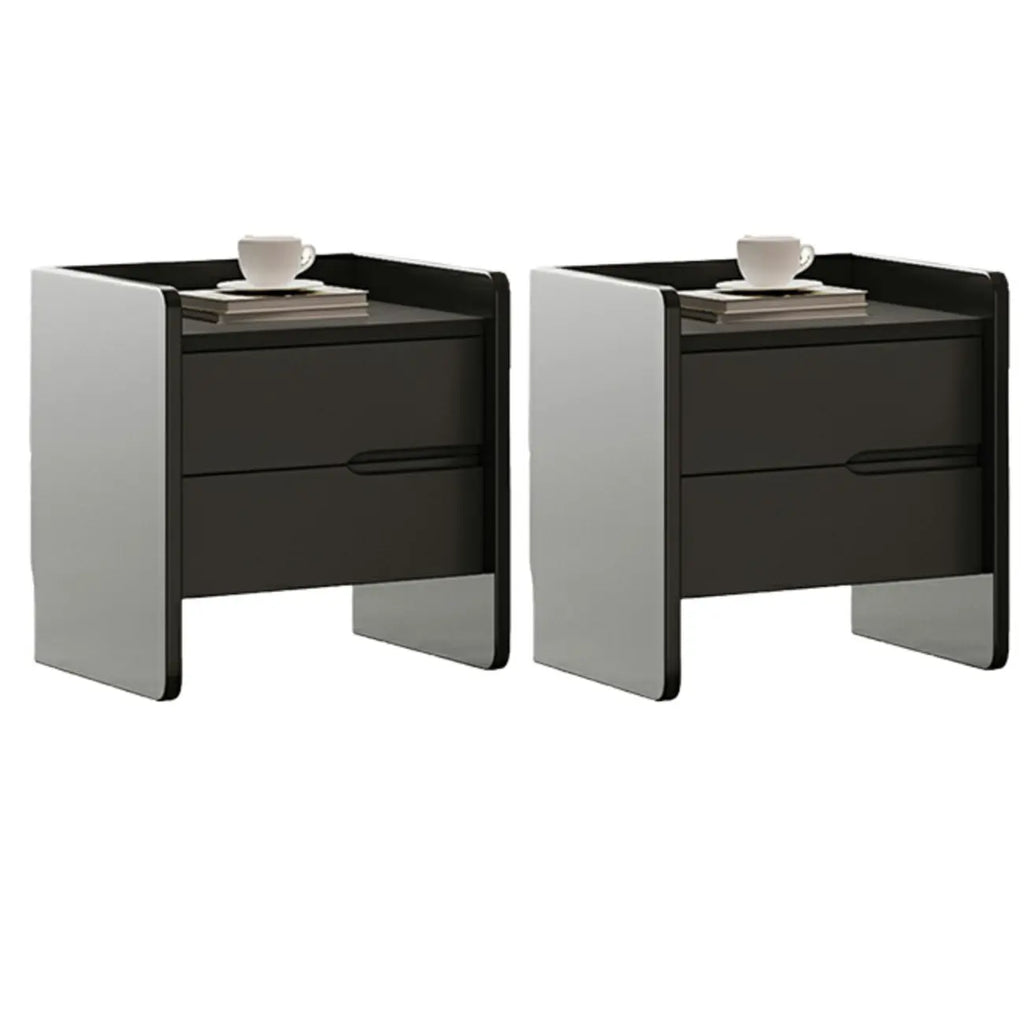 Narrow Black Wooden Drawer Storage Bedroom Nightstand