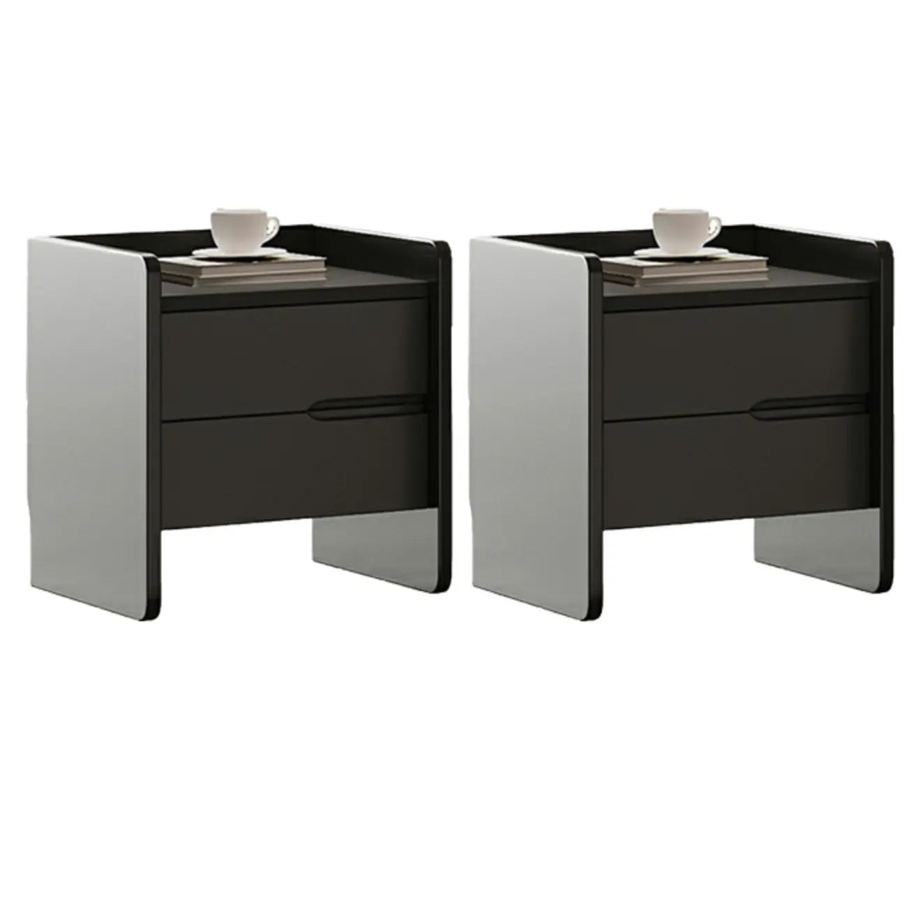 Narrow Black Wooden Drawer Storage Bedroom Nightstand