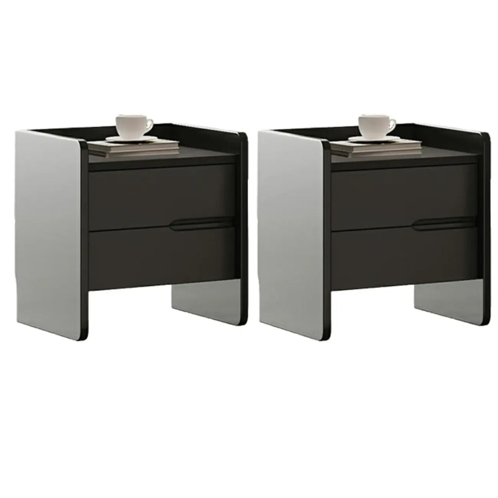 Narrow Black Wooden Drawer Storage Bedroom Nightstand