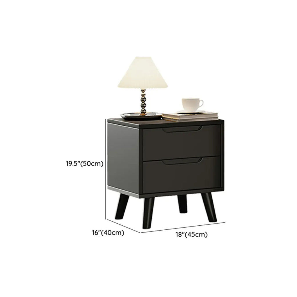Narrow Black Wooden Drawer Storage Bedroom Nightstand