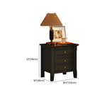 Narrow Black Wooden Drawer Storage Bedroom Nightstand