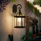 Modern Black Metal Outdoor Wall Light Clear Glass Lantern