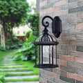 Modern Black Metal Outdoor Wall Light Clear Glass Lantern