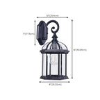 Modern Black Metal Outdoor Wall Light Clear Glass Lantern