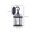Modern Black Metal Outdoor Wall Light Clear Glass Lantern