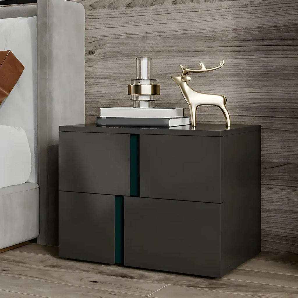 Modern Handle Free Brown Wood 2-Drawer Nightstand