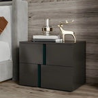 Modern Handle Free Brown Wood 2-Drawer Nightstand