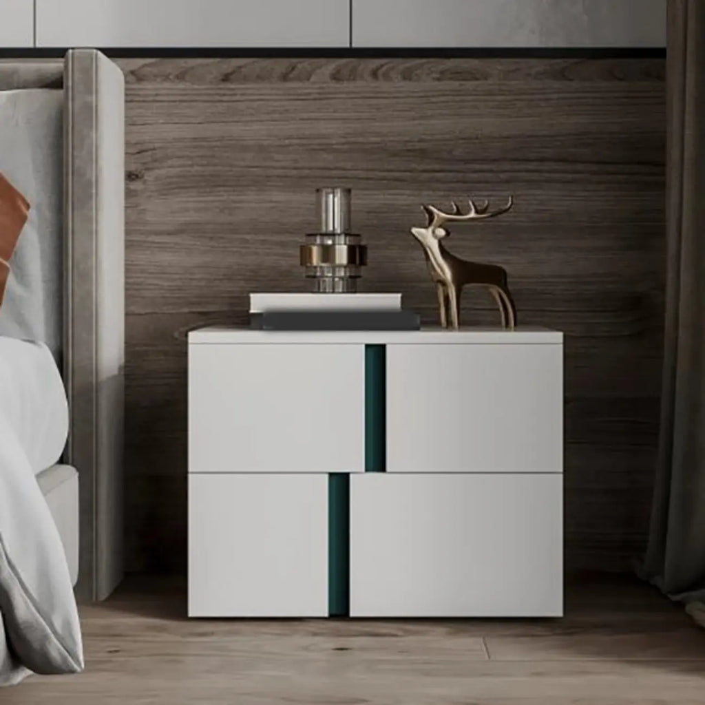 Modern Handle Free Brown Wood 2-Drawer Nightstand