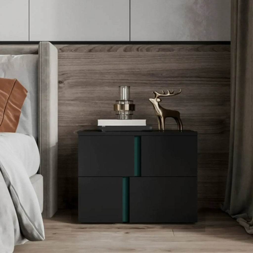 Modern Handle Free Brown Wood 2-Drawer Nightstand