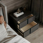 Modern Handle Free Brown Wood 2-Drawer Nightstand