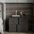 Modern Handle Free Brown Wood 2-Drawer Nightstand