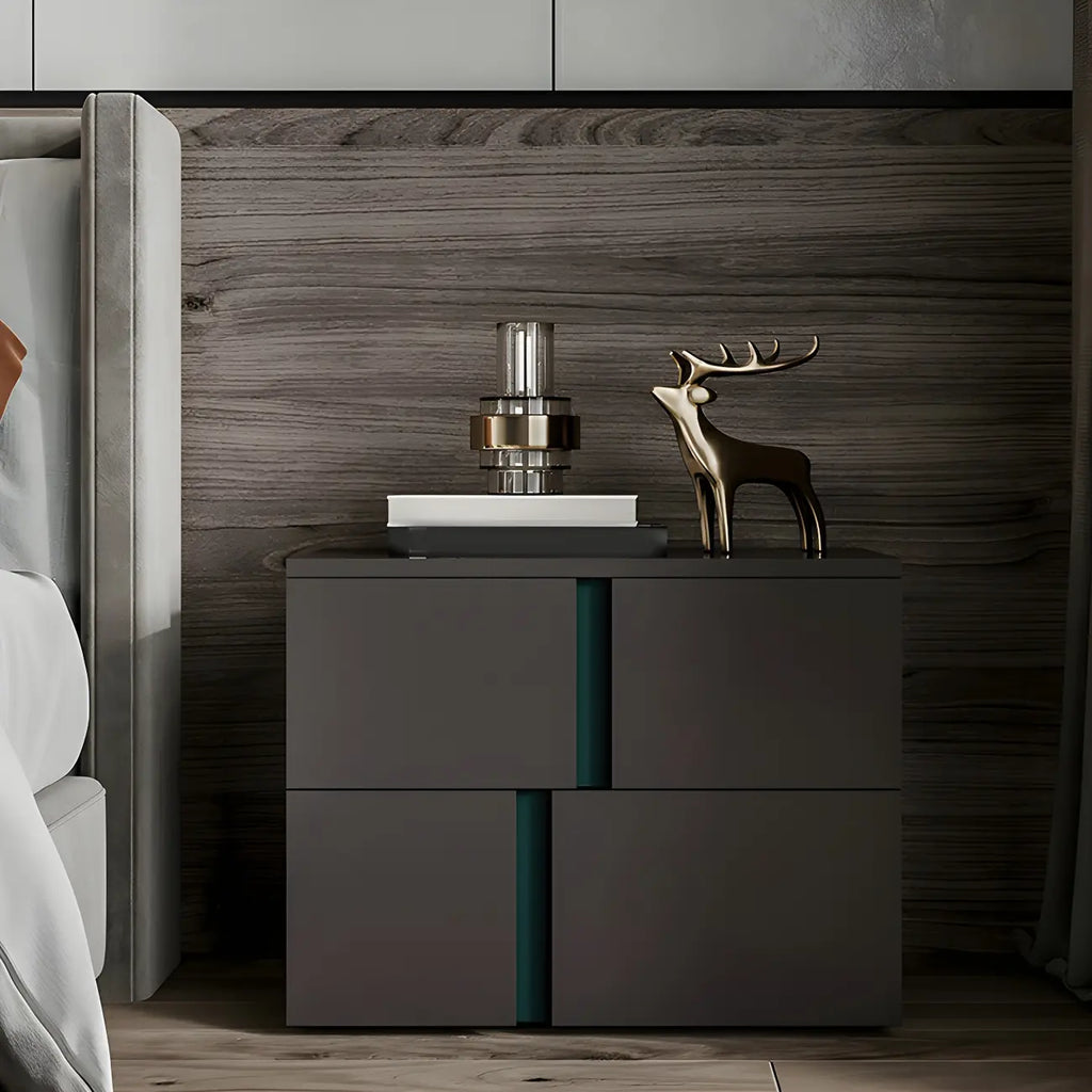 Modern Handle Free Brown Wood 2-Drawer Nightstand