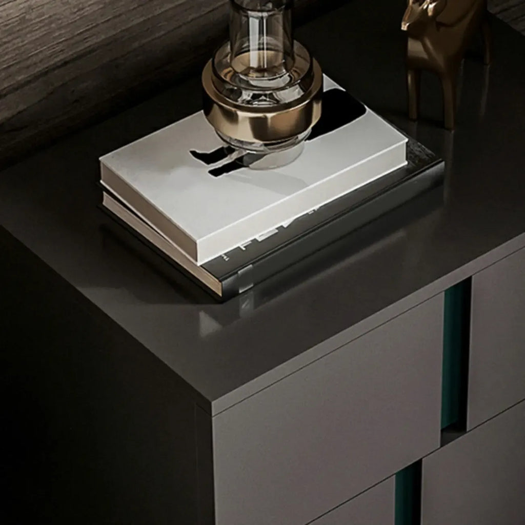 Modern Handle Free Brown Wood 2-Drawer Nightstand