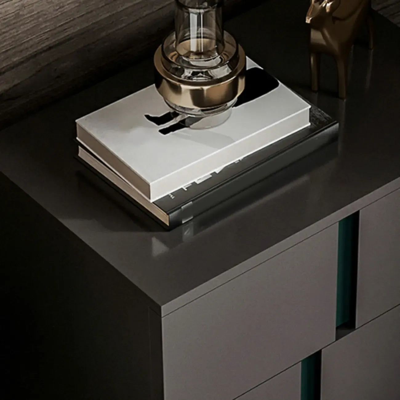 Modern Handle Free Brown Wood 2-Drawer Nightstand