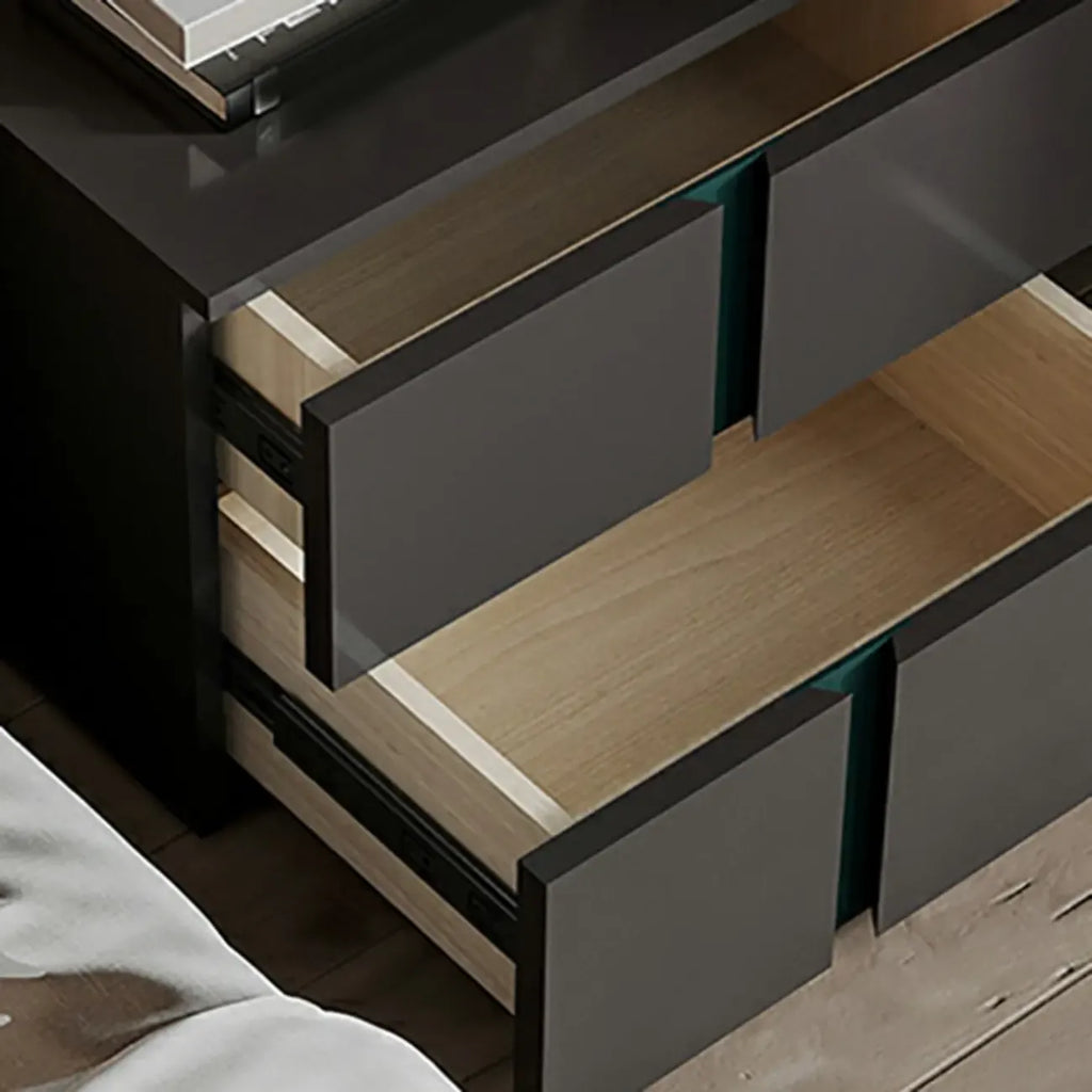 Modern Handle Free Brown Wood 2-Drawer Nightstand