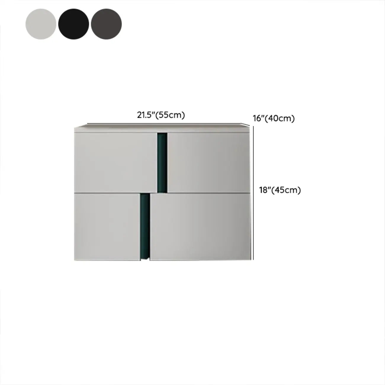 Modern Handle Free Brown Wood 2-Drawer Nightstand