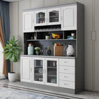 Kitchen Wooden White Cabinet Sideboard Built-in Wine Rack