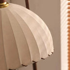 Adjustable Wooden Beige Dome Arc Floor Lamp with Table