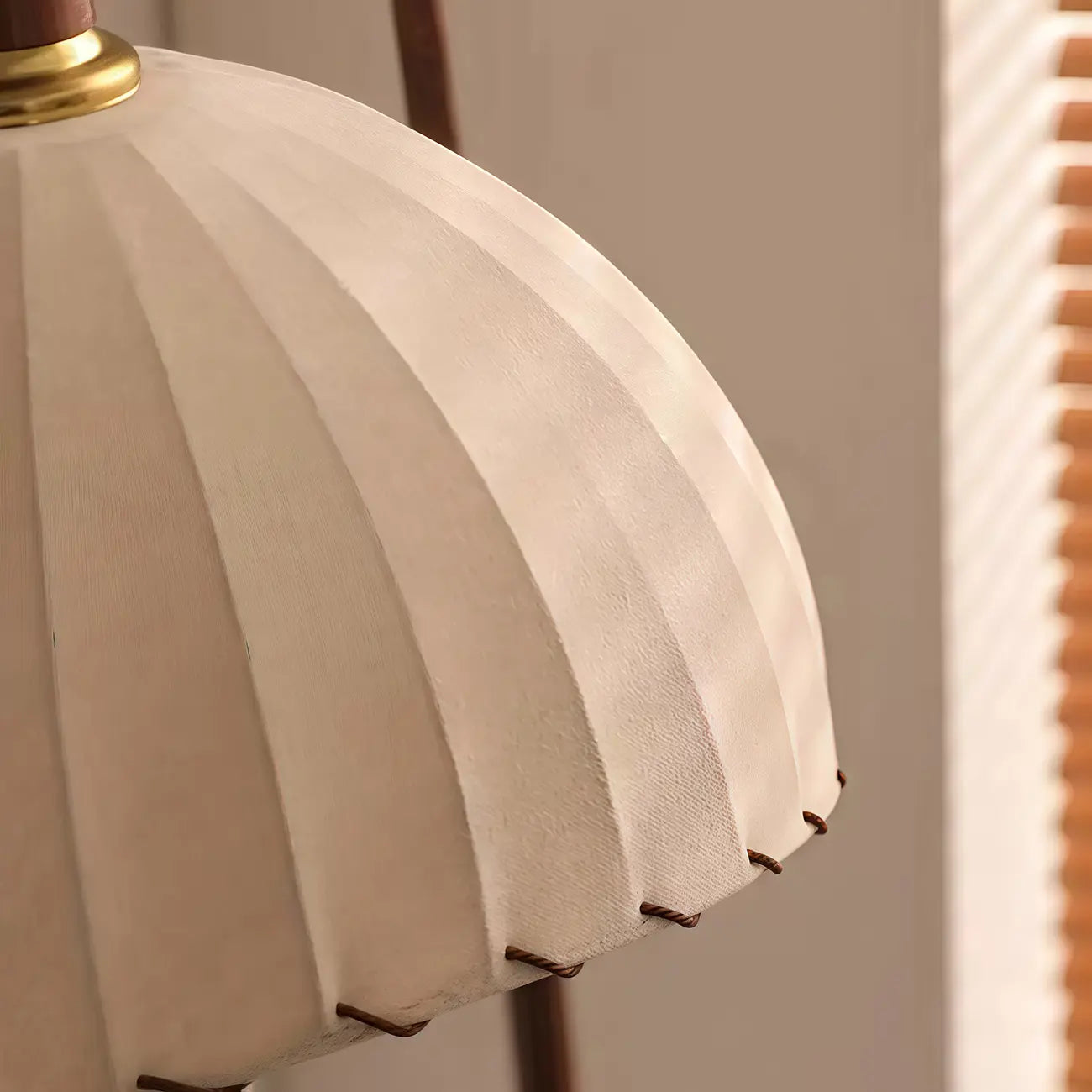 Adjustable Wooden Beige Dome Arc Floor Lamp with Table