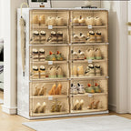 Glam White Plastic Stackable Shoe Organizer for Closet