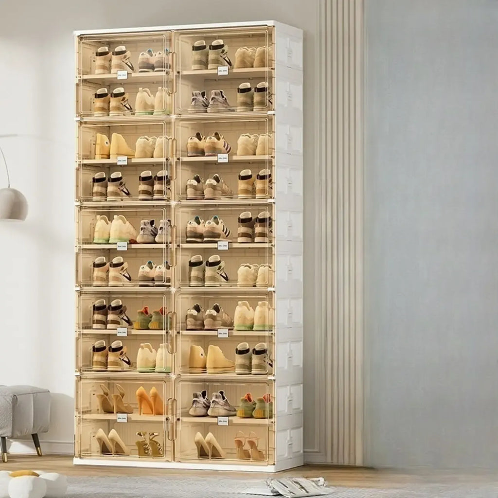 Glam White Plastic Stackable Shoe Organizer for Closet