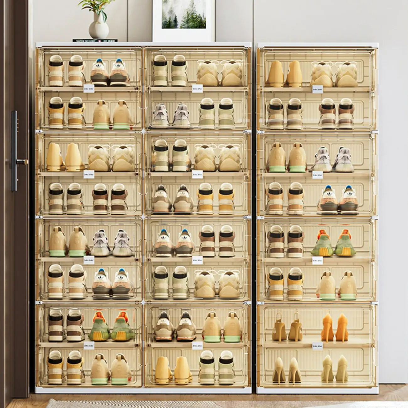 Glam White Plastic Stackable Shoe Organizer for Closet