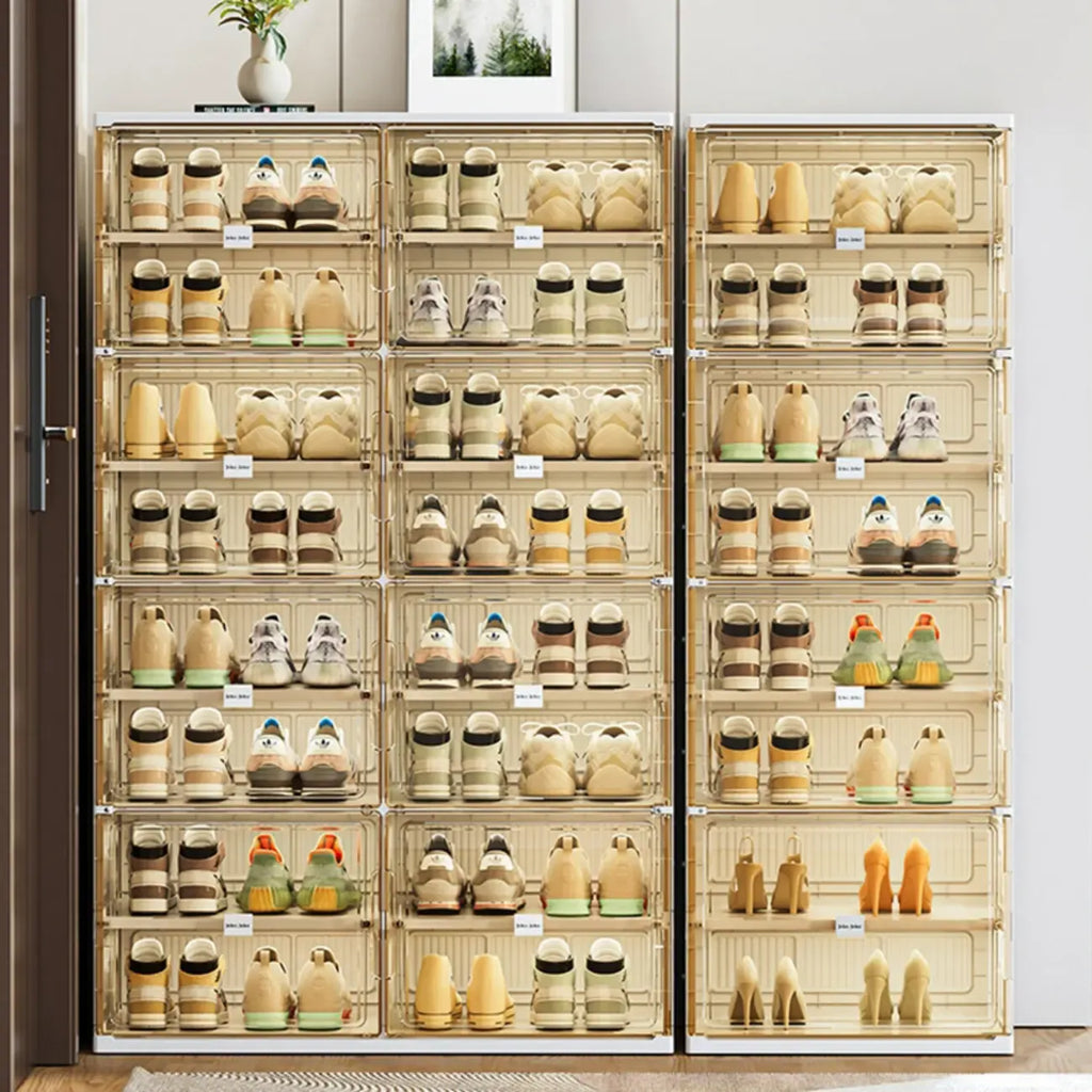 Glam White Plastic Stackable Shoe Organizer for Closet