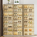 Glam White Plastic Stackable Shoe Organizer for Closet