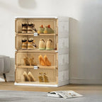 Glam White Plastic Stackable Shoe Organizer for Closet