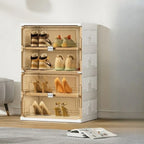 Glam White Plastic Stackable Shoe Organizer for Closet