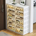 Glam White Plastic Stackable Shoe Organizer for Closet