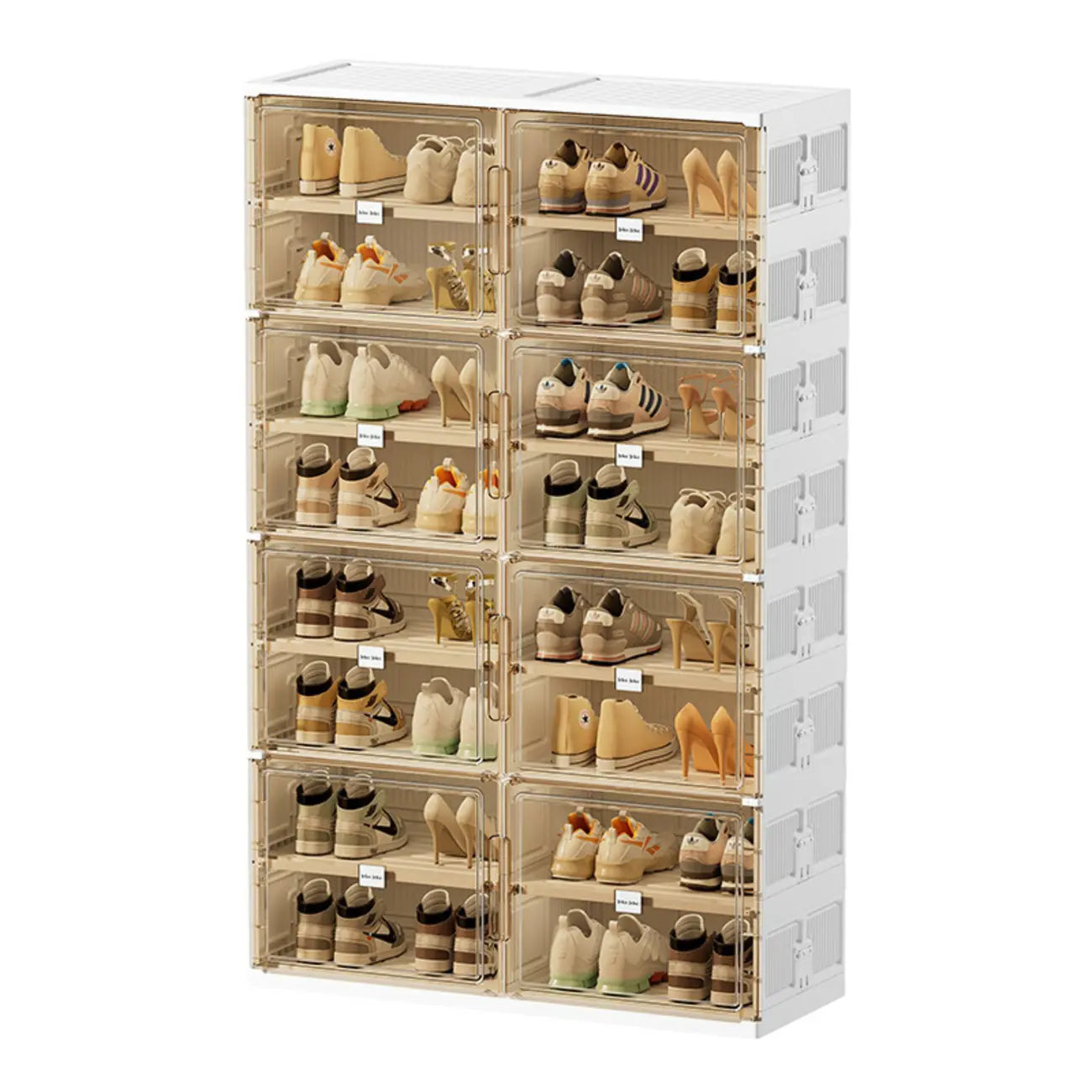Glam White Plastic Stackable Shoe Organizer for Closet