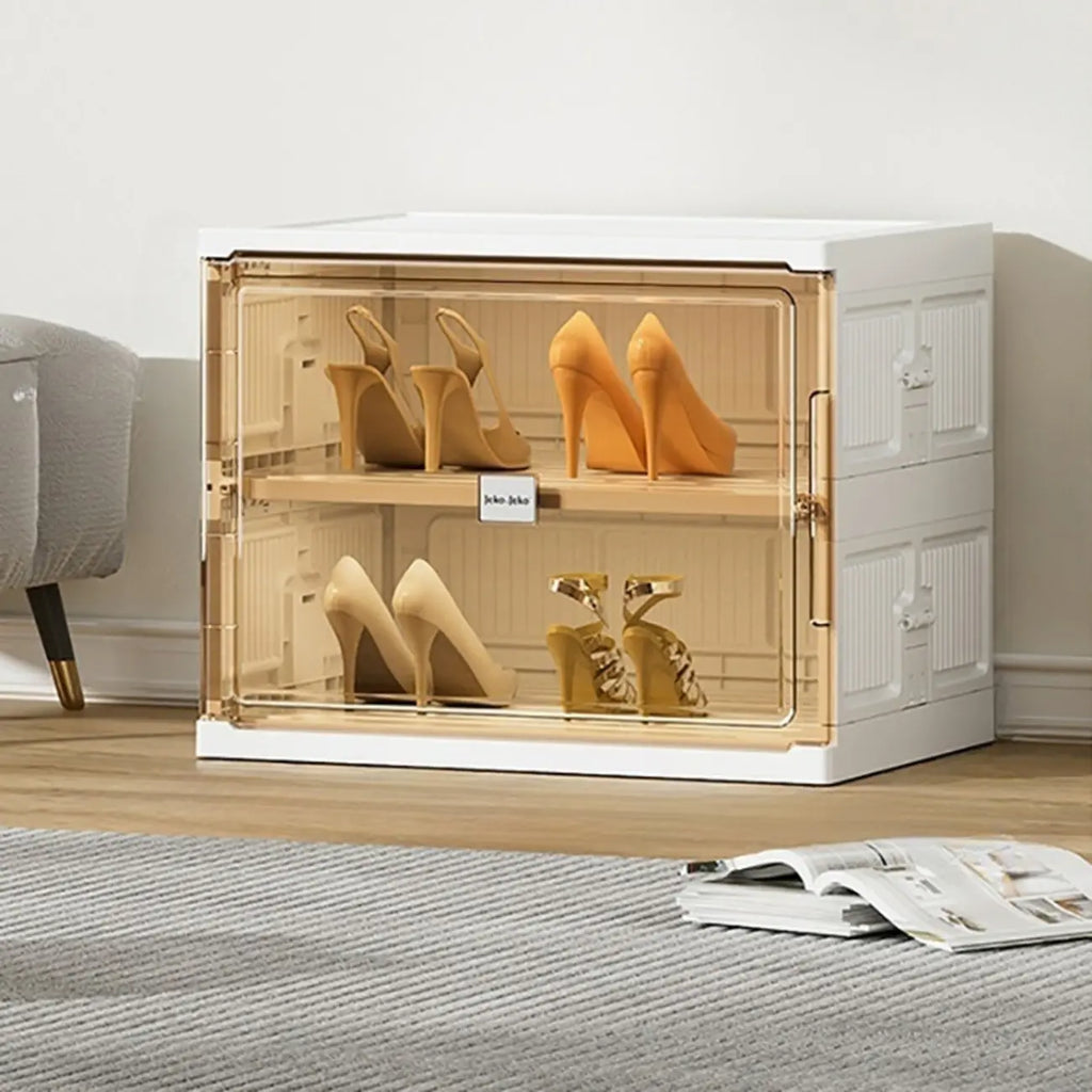 Glam White Plastic Stackable Shoe Organizer for Closet