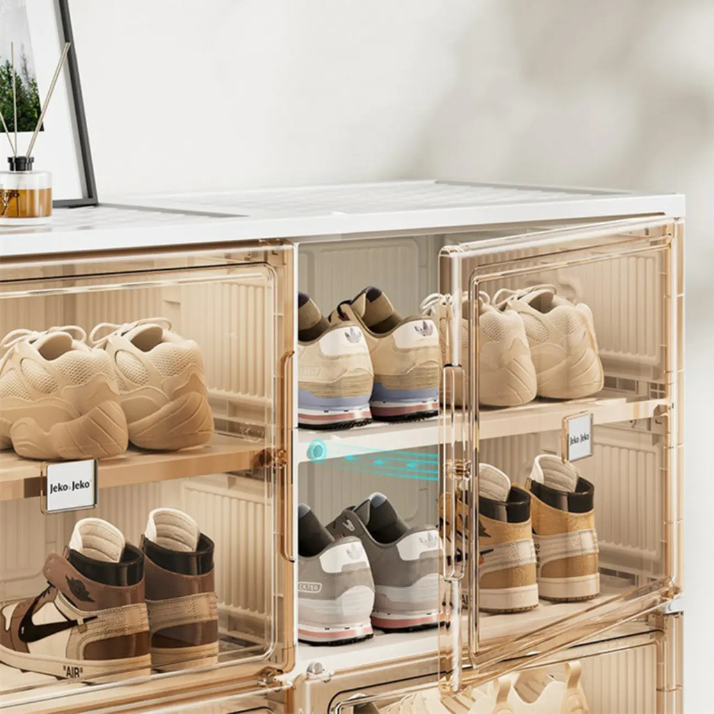 Glam White Plastic Stackable Shoe Organizer for Closet