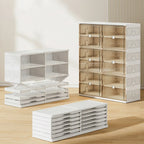 Glam White Plastic Stackable Shoe Organizer for Closet
